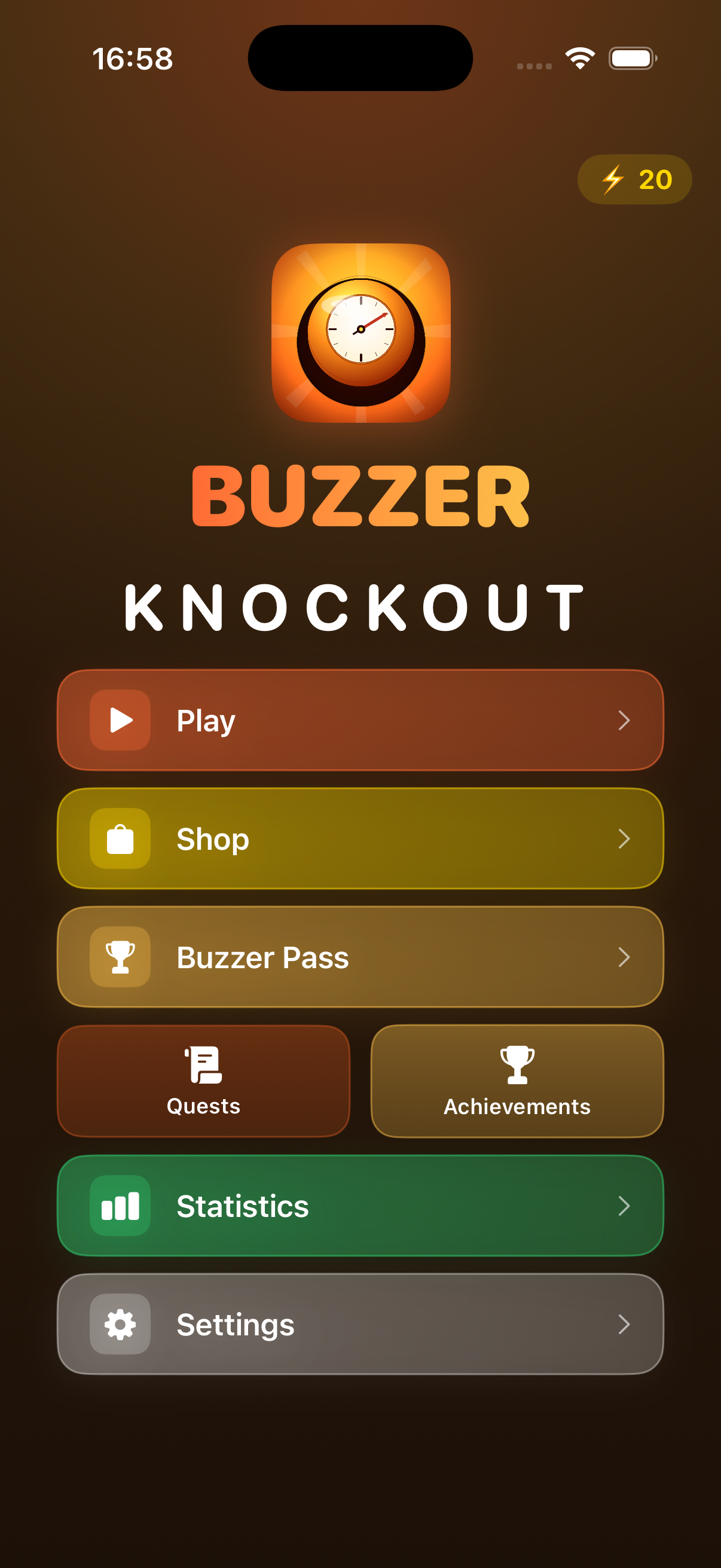 Buzzer Knockout main menu